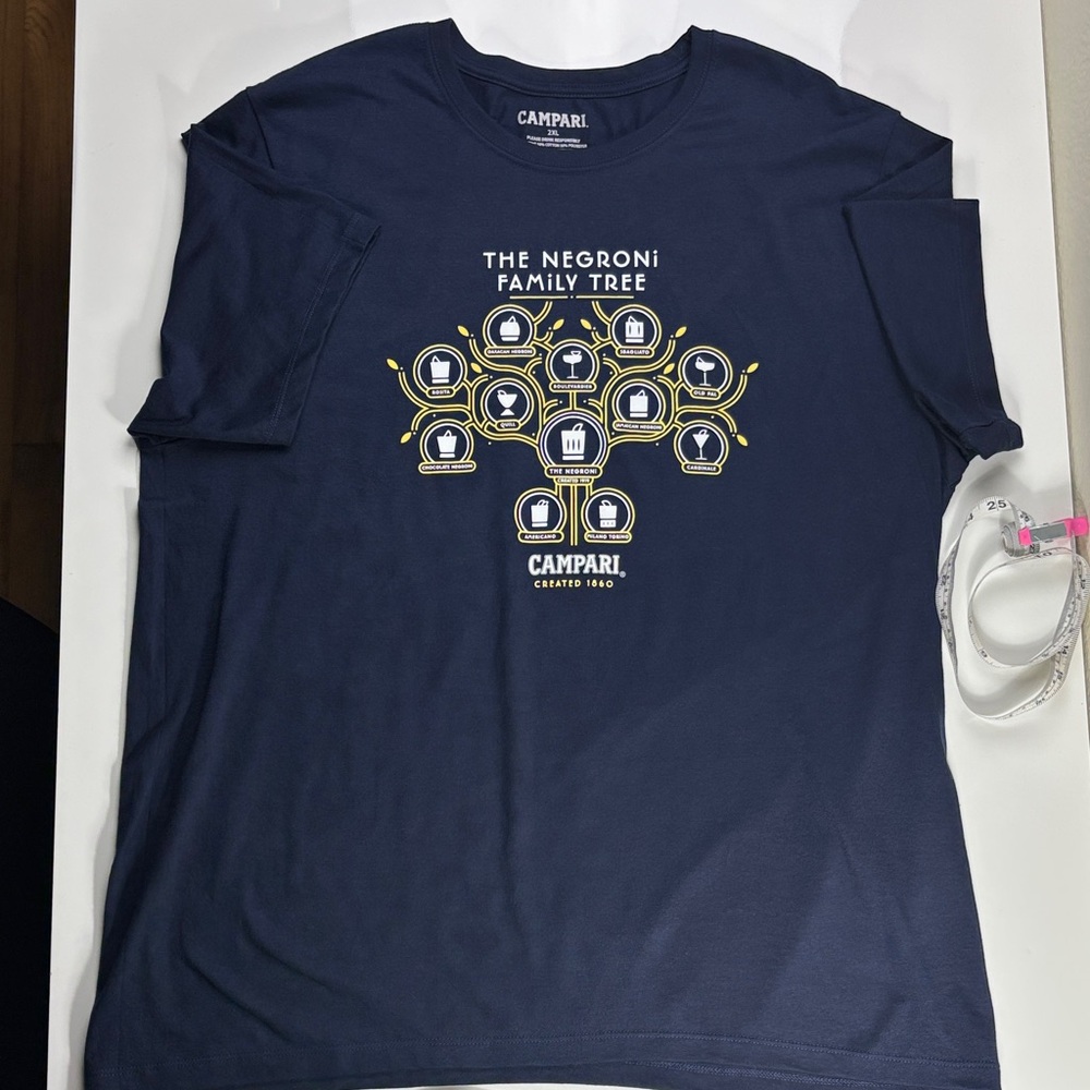 CAMPARI the NEGRONI Family Tree Navy Blue short sleeve tee